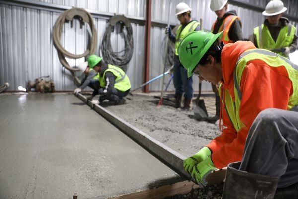 Students work with concrete