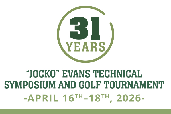 Text that states 31 years "Jocko" Evans Technical Symposim and Golf Tournament April 16th-18th, 2026 