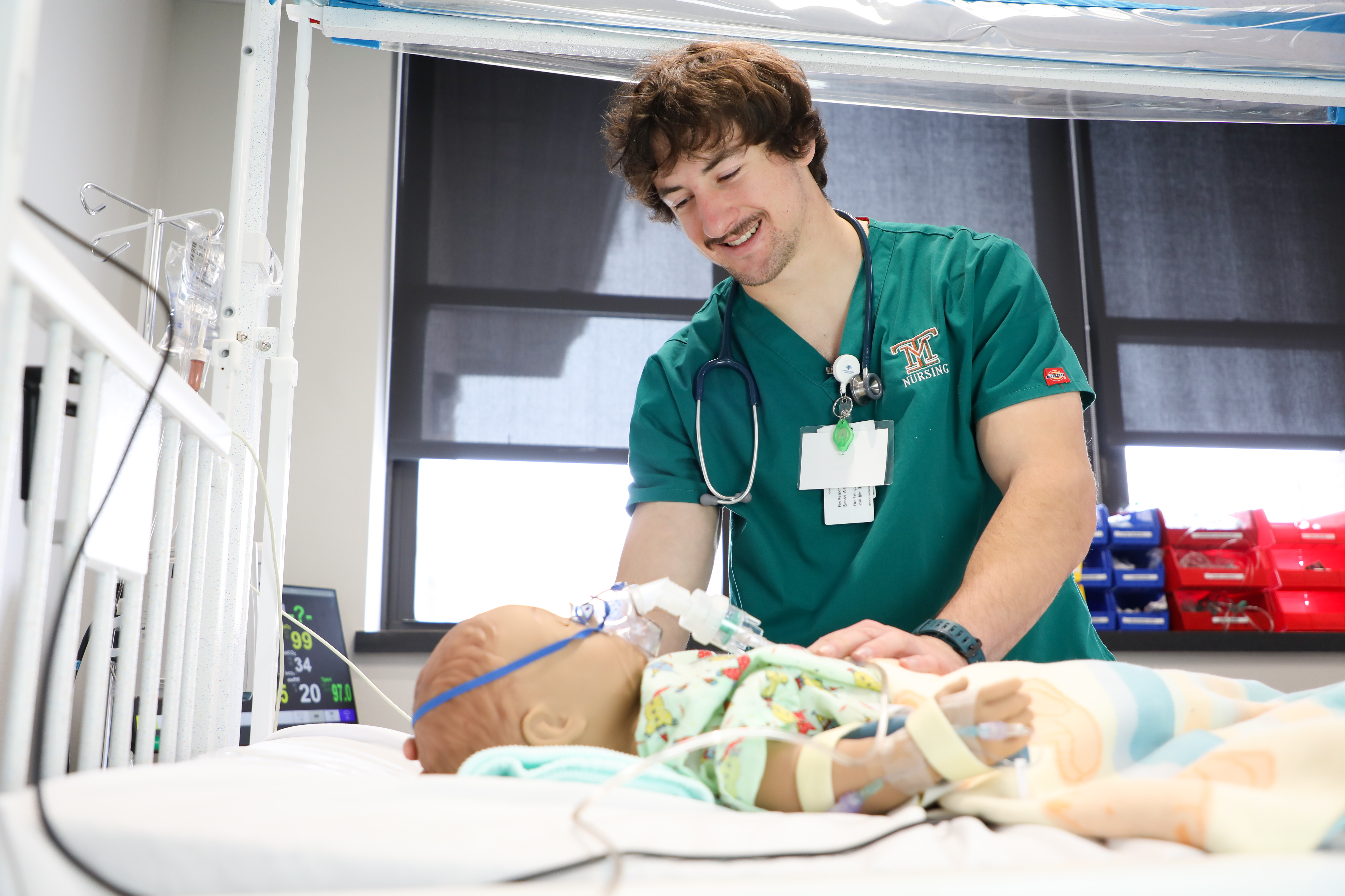 students in the simulation center